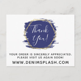 Thank You Blue 絵を描 Stroke & モダン金ゴールド ポストカード