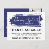 Thank You Blue 絵を描 Stroke & 金ゴールド4枚 ポストカード (正面/裏面)