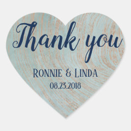 Thank You Blue and Copper Marble background ハートシール