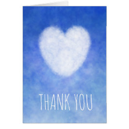 Thank You Blue and White Cloudハートカード