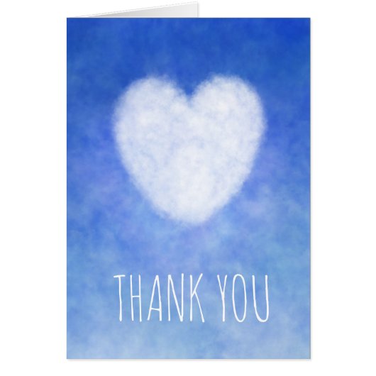 Thank You Blue and White Cloudハートカード (正面)