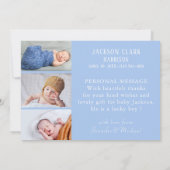 Thank You Blue Photo Collage男の赤ちゃん 案内状 (裏面)