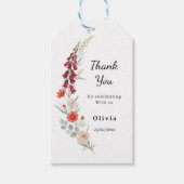 Thank you Boho floral Baby Shower red wildflower ギフトタグ (正面)
