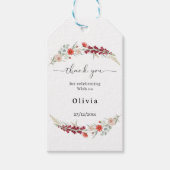 Thank you boho floral Baby Shower red wildflower  ギフトタグ (正面)