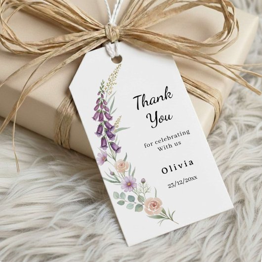 Thank You Boho Floral Baby Shower Wildflower ギフトタグ