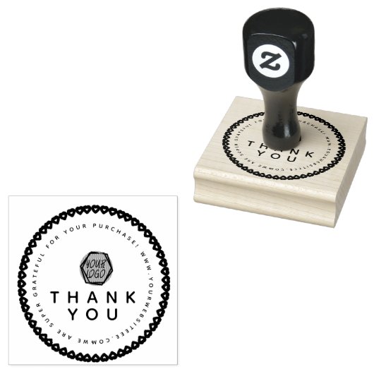 Thank You Bold Hearts ブティック ビジネス ロゴ ラバースタンプ (押印)