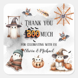 Thank You Boo Much Cute Spooky Ghost スクエアシール