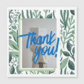 Thank You Botanical Greenery Card with Blue Brush  (正面)