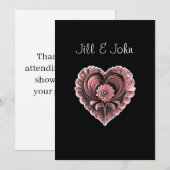  Thank You Bridal Shower Note Heart Wedding  サンキューカード (正面/裏面)