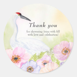 Thank You Bridal Shower Whooping Crane Anemones ラウンドシール