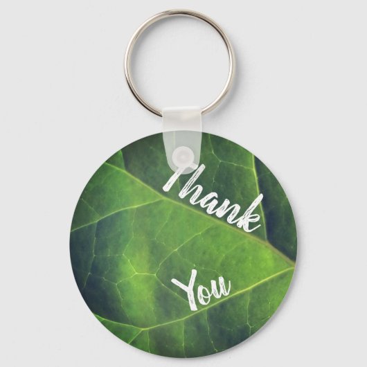 Thank You Bright Green Leaf Photo Annovation キーホルダー (正面)