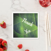 Thank You Bright Green Leaf Photo Annovation スタンダードカクテルナプキン (インサイチュ)