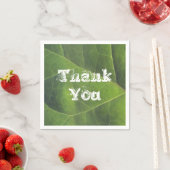 Thank You Bright Green Leaf Photo Annovation スタンダードカクテルナプキン (インサイチュ)