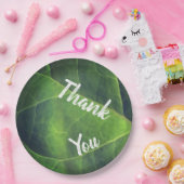 Thank You Bright Green Leaf Photo Annovation ペーパープレート (パーティー)