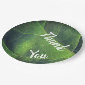 Thank You Bright Green Leaf Photo Annovation ペーパープレート (アングル)