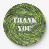 Thank You Bright Green Swirl抽象芸術評価 ペーパープレート (正面)