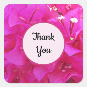 Thank You Bright Pink Azalea Flower Photo スクエアシール