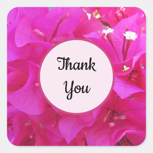 Thank You Bright Pink Azalea Flower Photo スクエアシール (正面)