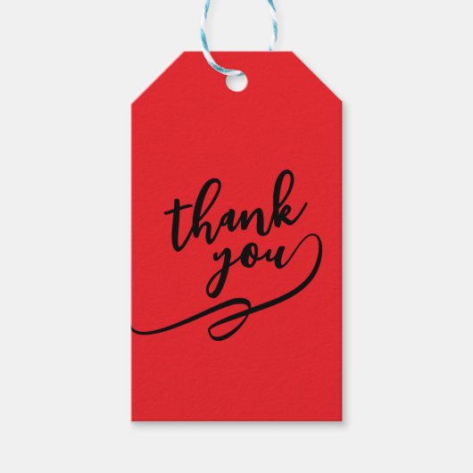 Thank You Bright Red Classical Unique Simple ギフトタグ (正面)