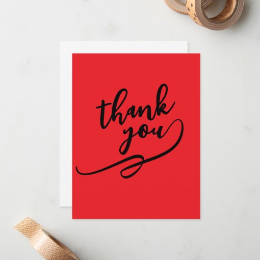 Thank You Bright Red Classical Unique Simple ノートカード (正面/裏面インサイチュ)