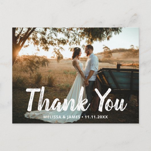 Thank You Brush Script 結婚's Photo ポストカード (正面)