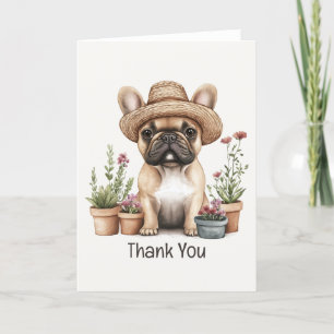 Thank You Bulldog フランスの Gardening Flowerポット サンキューカード