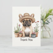 Thank You Bulldog フランスの Gardening Flowerポット サンキューカード (スタンド正面)