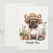 Thank You Bulldog フランスの Gardening Flowerポット サンキューカード (正面/裏面)