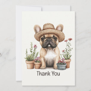 Thank You Bulldog フランスの Gardening Flowerポット サンキューカード