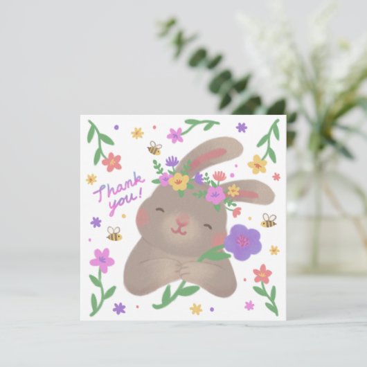 Thank You: Bunny with Flowers 招待状 (スタンド正面)