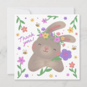 Thank You: Bunny with Flowers 招待状 (正面)