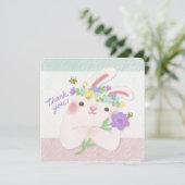 Thank You: Bunny with Flowers Illustration 招待状 (スタンド正面)