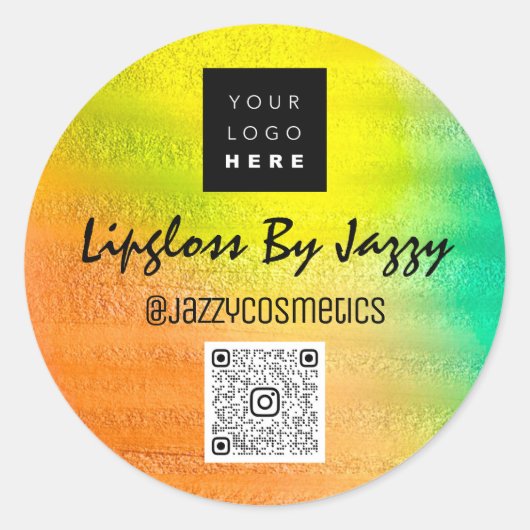 Thank You Business美しいレモンQRコードロゴ ラウンドシール (正面)