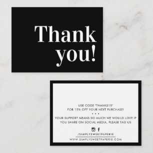 THANK YOU BUSINESS モダン INSERT SERIF白黒 名刺