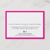 THANK YOU BUSINESS モダンINSERTラベル暗い赤紫色ピンク 名刺 (裏面)