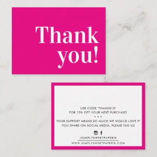 THANK YOU BUSINESS モダンinsert serif hot pink 名刺