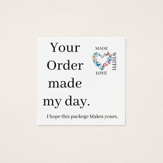 Thank You Business Card – Made With Love (正面)