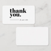 Thank You Business Card Plain Simple Gratitude 名刺 (正面/裏面)