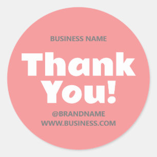Thank You Business Company Name Website Pink Gray ラウンドシール