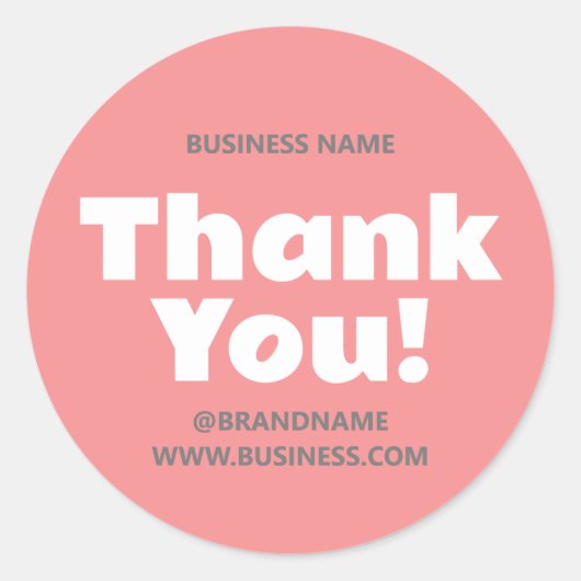 Thank You Business Company Name Website Pink Gray ラウンドシール (正面)