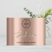 Thank You Business Insertロゴバラ金ゴールド エレガント 招待状 (スタンド正面)