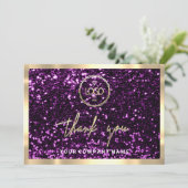 Thank You Business Insertロゴ金ゴールド大理石グリッター 招待状 (スタンド正面)