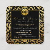 Thank You Business Insertロゴ金ゴールド高級フレーム スクエア名刺 (正面)