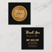 Thank You Business Logoミニマルモダンリストブラック 割引カード (正面/裏面)