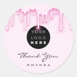 Thank You Business Name Make Up Artist Pink Logo ラウンドシール