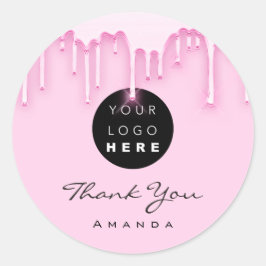 Thank You Business Name Make Up Artist Pinky Logo ラウンドシール