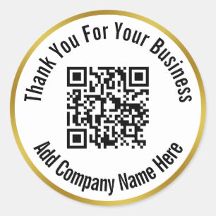 Thank You Business QRコード白黒金ゴールド ラウンドシール