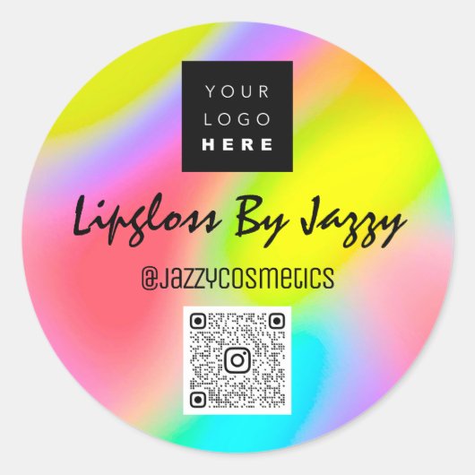 Thank You Business QR Code Logo Rainbow ラウンドシール (正面)