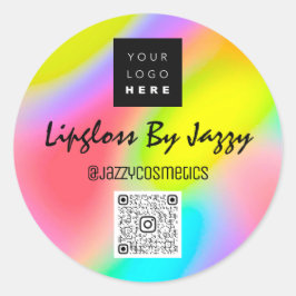 Thank You Business QR Code Logo Rainbow ラウンドシール