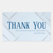 Thank You Business Sticker Baby Blue & Royal Blue 長方形シール (正面)